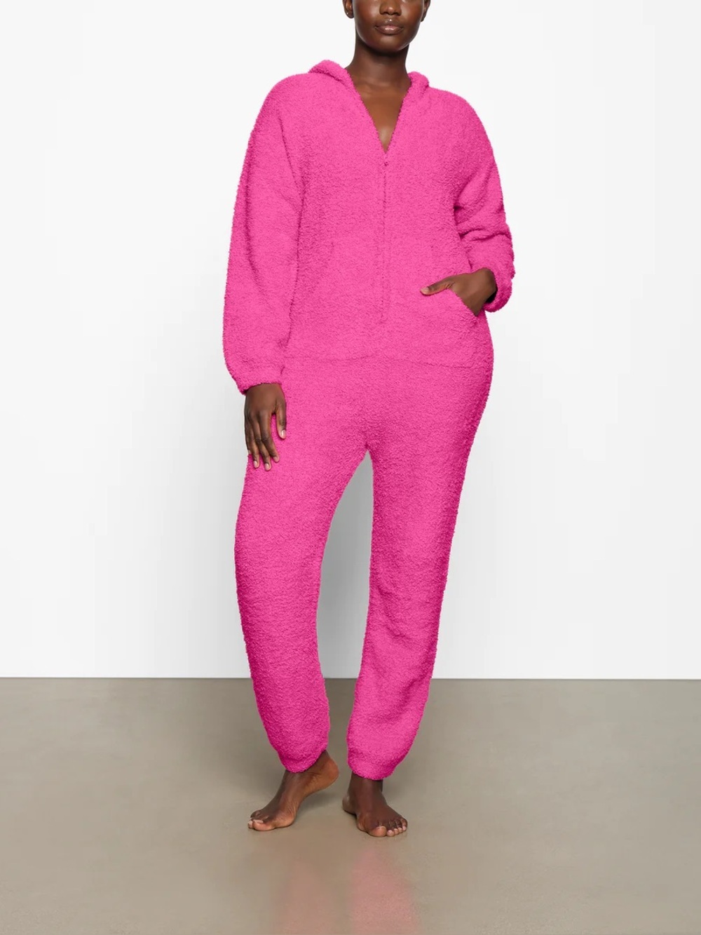 SKIMS Cozy Knit Unisex Hooded Half Zip Boucle Onesie Cotton Candy XL - Picture 1 of 10